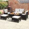 7Pcs Rattan Patio Conversation Furniture Set Cushioned Outdoor Wicker Sofa Set